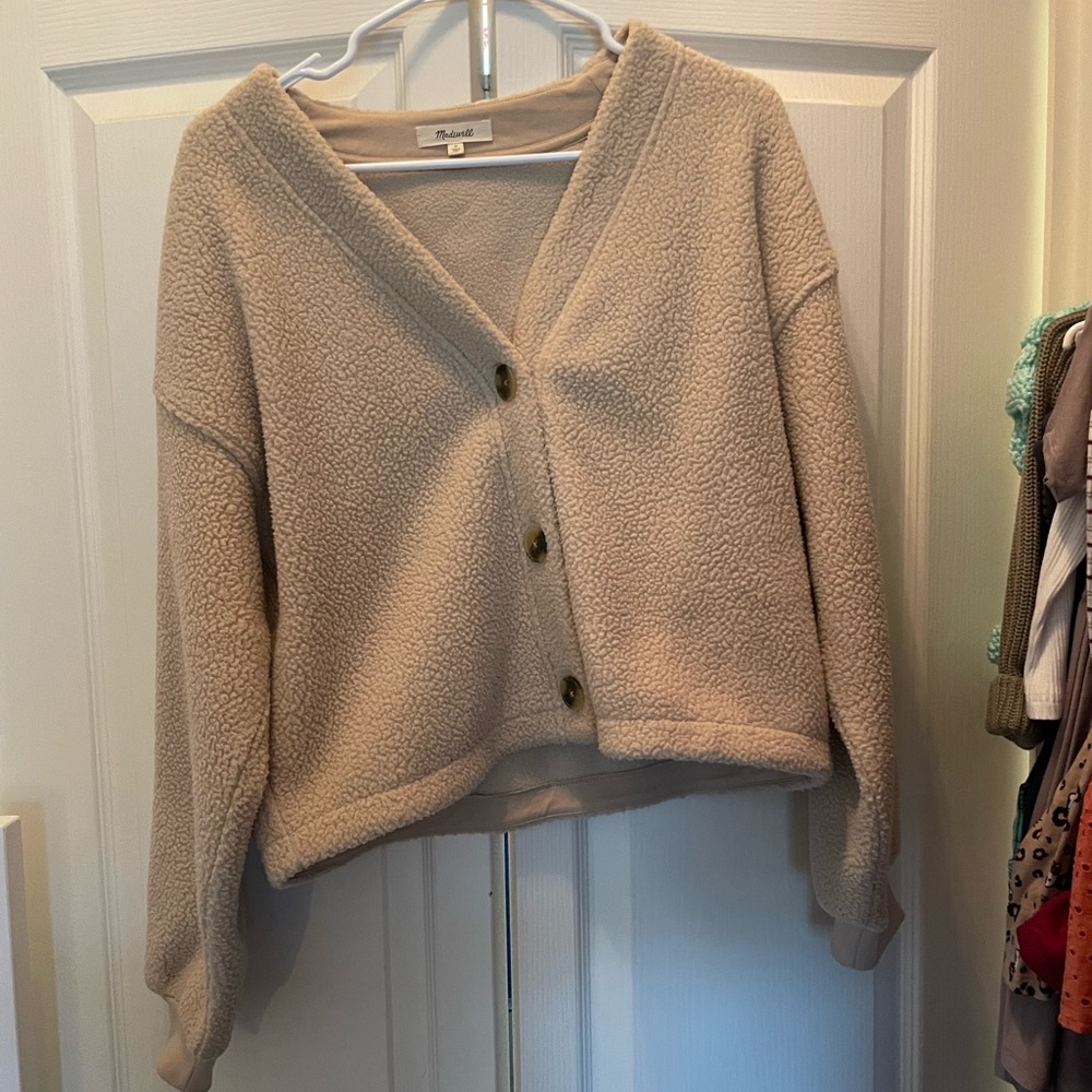 Madewell Re(sourced) Faux Shearling Cropped Sweater